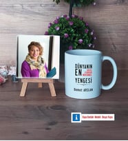 Yengeye Hediye Fotoğraflı Dekoratif Taş, Kupa Bardak Beyaz Hediye (Model 1)