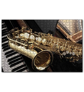 Cakapuzzle Piyano ve Saksafon Yakın Plan  Puzzle Yapboz MDF (Ahşap) (500 Parça)