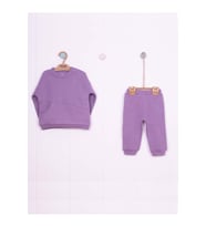 Asimetrik Cep Detaylı 3 iplik İkili Bebe  takımı (Lila)