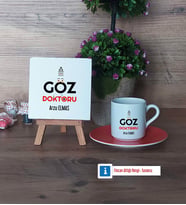 Göz Doktoru Dekoratif Taş, Türk Kahvesi Fincanı Kırmızı İsme Özel Hediye (Model 6)