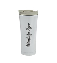 Kişiye Özel İsim Yazılabilir Hediyelik İsimli  500 mL Termos Bardak (Beyaz)