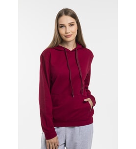 Süperlife Kadın Kapşonlu Regular Fit İnce Sweatshirt spr21k55 (Burgundy)