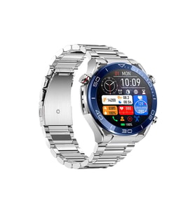 Watch Ultimate Max 4D Akıllı Saat 49"mm IP67 Full HD Ekran Sesli Arama NFC x3 Kordonlu Metal Deri Silikon (Gümüş)