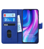 Microsonic Xiaomi Redmi Note 8 Pro Kılıf Fabric Book Wallet (Lacivert)