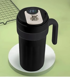 Göstergeli çelik termos 700 ml (Siyah)