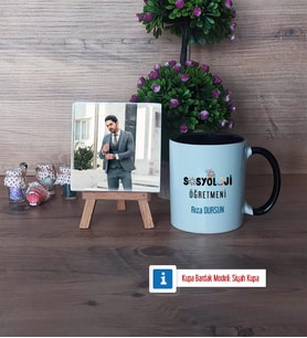 Sosyoloji Öğretmeni Fotoğraflı Dekoratif Taş, Kupa Bardak Beyaz Hediye Öğretmenler Günü Hediyesi (Model 11)