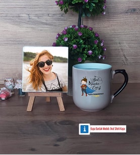 Kadın Öğretmene Hediye Fotoğraflı Dekoratif Taş, Kupa Bardak Beyaz Hediye (Model 10)