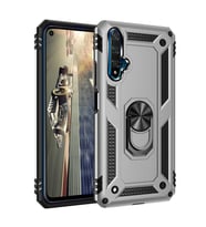 Huawei Nova 5T Kılıf Zore Vega Yüzüklü Standlı Zırh Kılıf (Gri)