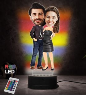 Doğum Günü Hediyesi,Sevgiliye Hediye, Kişiye Özel Fotoğraflı En Yakışan Çift Karikatür 3D Led Lamba (RGB)