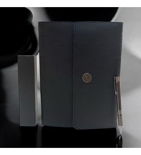 Çantalı Vip Tarihsiz Ajanda Kutulu Tükenmez Kalem Seti (Siyah)