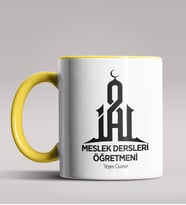 Kişiye Özel Meslek Dersleri Öğretmeni Tasarımlı Siyah Renk Kupa 2 (Sarı)