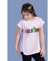 Toontoy Kız Çocuk California Baskılı Tişört (Pudra)