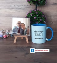 Dedeye Hediye Fotoğraflı Dekoratif Taş, Kupa Bardak Beyaz Hediye (Model 4)