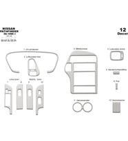 Meriç® Nissan Pathfinder Ön Torpido Kaplama Maun 12 Parça 1996-2001 (Alüminyum)