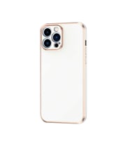 Apple iPhone 12 Pro Max Kılıf Kenarları Gold Kamera Korumalı Renkli Pastel Silikon Siyah BARK (Beyaz)