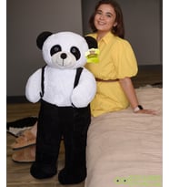 Ayakta Tulumlu Çiçekli Panda 80 Cm (Siyah)