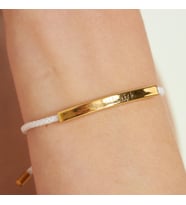 PerlaNera Unisex Kişiye Özel Tasarım Örgü ve Çelik Bileklik Anlamlı Özel Hediye (Beyaz)