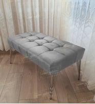 Modern Dilim Puf Ayakucu Puf Gümüş Metal Ayak (90*45) (Gri)
