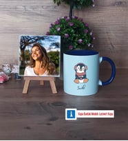 Tatlı Penguen Fotoğraflı Dekoratif Taş, Kupa Bardak Beyaz Hediye (Model 3)