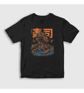 Presmono Unisex Çocuk Beyaz Sushi Dragon Ejderha T-Shirt 354388tt (Siyah)