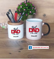 Babaya Hediye Kalemlik, Kupa Bardak T Kişiye Özel Hediye Babaya Doğum Günü Hediyesi (Model 3)