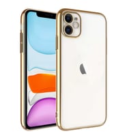 Apple iPhone 11 Kılıf Renkli Çerçeveli Zore Riksos Silikon Kılıf (Gold)