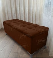 Çizgi Kapitoneli Sandıklı Puf Bench 120 cm Gümüş Ayak (Kahverengi)