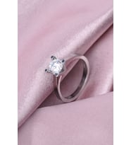 ENCİLİ SİLVER 925 Ayar Gümüş Kadın Tektaş Yüzük Zirkon Taşlı Rose Kaplama Özel Tasarım Yuvarlak Kesim Yüzük (Gümüş)