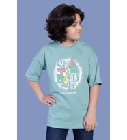 Toontoy Erkek Çocuk Renkli Baskılı Tişört (Yeşil)