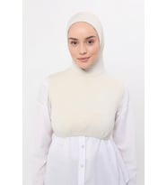 Sıfır Kollu Boyunluklu Boneli Yarım Body (Krem)