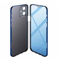 iPhone 12 Kılıf 360 Tam Koruma Lüx Led Kapak (Lacivert)