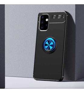 Galaxy A32 5G Kılıf Zore Ravel Yüzüklü Silikon Kılıf (Siyah-Mavi)
