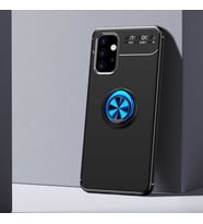 Galaxy A32 5G Kılıf Zore Ravel Yüzüklü Silikon Kılıf (Siyah-Mavi)