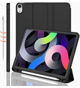 Apple iPad Air 5 Air 4 10.9 Kılıf Kalem Bölmeli Smart Case A2072 A2316 A2324 A23 (Siyah)