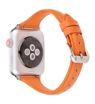 Apple Watch 7/8/9 41mm Kordon İnce Deri Kordon (KAHVE)