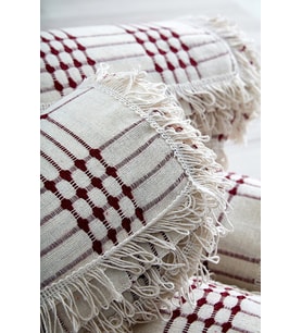 %100 Pamuklu Buldan Işi Koltuk-çekyat Örtüsü 180 X 450 Cm (450) (Bordo - Beyaz)