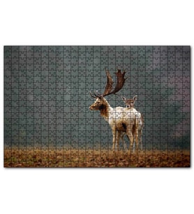 Cakapuzzle Ormanda Geyik Ve Yavrusu  Puzzle Yapboz MDF (Ahşap) (1000 Parça)