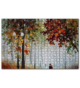 Cakapuzzle Sonbahar Ağaçlar ve Yürüyen Çiftler Yağlıboya  Puzzle Yapboz MDF (Ahşap) (255 Parça)
