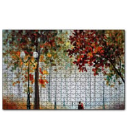 Cakapuzzle Sonbahar Ağaçlar ve Yürüyen Çiftler Yağlıboya  Puzzle Yapboz MDF (Ahşap) (255 Parça)