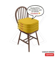 XPERMATE 4'lü StandartFit Oval Sandalye Minderi Fermuarlı Yıkanabilir Kılıf Bağcıklı Su ve Yağ İtici 42x42x5 cm (Sarı)