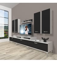 Decoraktiv Ekoflex 8d Slm Krom Ayaklı Tv Ünitesi Tv Sehpası (Beyaz-Siyah)