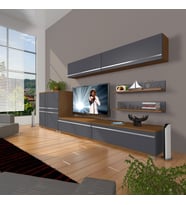 Decoraktiv Eko 6y Mdf Std Tv Ünitesi Tv Sehpası (Antrasit - Ceviz)