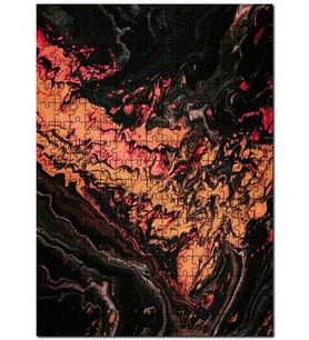 Cakapuzzle Karışan Turuncu Siyah Dalgalı Desenler Puzzle Yapboz MDF (Ahşap) (500 Parça)