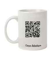 İsme Özel Renkli Kulp Kupa Bardak - QR Kod Okutma Tasarımlı (Beyaz)