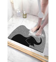 Filli Panda Banyo Paspası Kaymaz Taban Yumuşak Esnek  Paspas Islak Zemin Hijyenik Paspas (40x60 cm) (Gri)