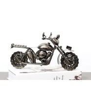 Retro Ferforje Motosiklet Modeli Yaratıcı Metal Sanat Heykel  Koleksiyonu Süs Masaüstü Decoratif (Gümüş)