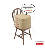 XPERMATE 6'lı StandartFit Oval Sandalye Minderi Fermuarlı Yıkanabilir Kılıf Bağcıklı Su ve Yağ İtici 42x42x5 cm (Bej)