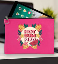 BK Gİft Yaz Temalı-8 Tablet Çantası 30x21cm(12 Renk Seçeneği), Ipad Çantası, Baskılı Tablet Kılıfı (Fuşya)