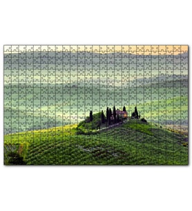 Cakapuzzle İtalya Toscano Tepedeki Ev ve Dağlar  Puzzle Yapboz MDF (Ahşap) (1000 Parça)