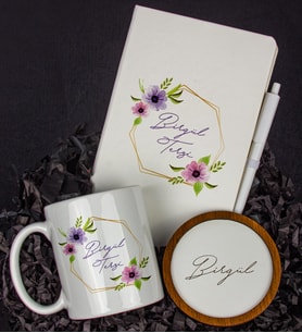 Kişiye Özel Defter Kalem Kupa Ve Bardak Altlığı Hediye Seti 103822 (Model 4)